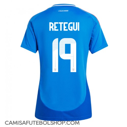 Camisa de time de futebol Itália Mateo Retegui #19 Replicas 1º Equipamento Feminina Europeu 2024 Manga Curta